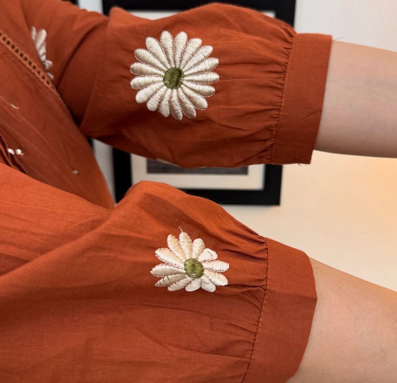 Brown Cotton Embroidered Kurti Set with Dupatta